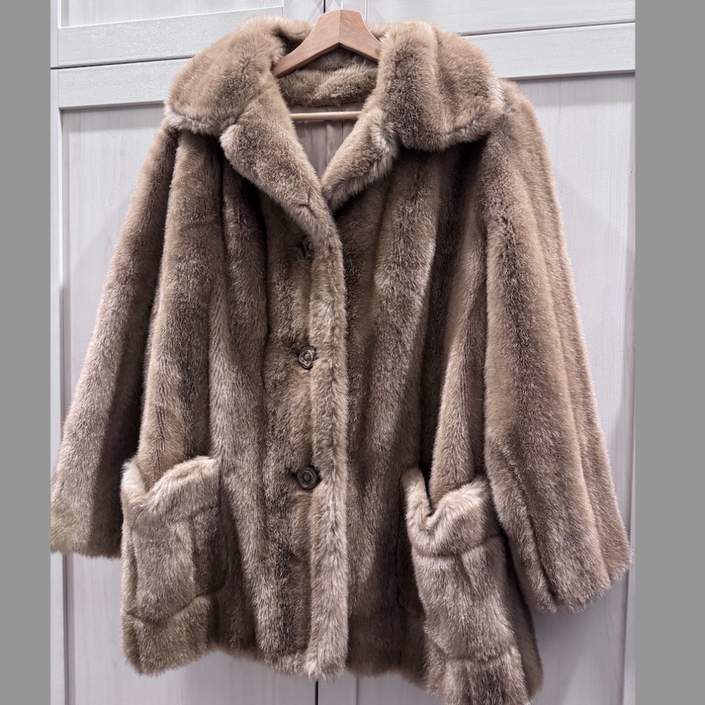 Vintage Mincer by Russel Taylor Faux Fur Brown Mink Coat size Medium
